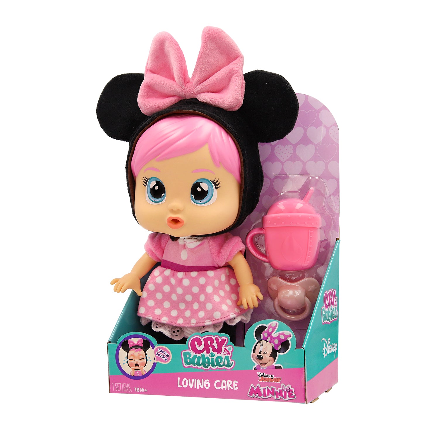 IMC TOYS - Cry Babies Loving Care Disney Bambola con Lacrime Vere e Accessori 18+ Mesi