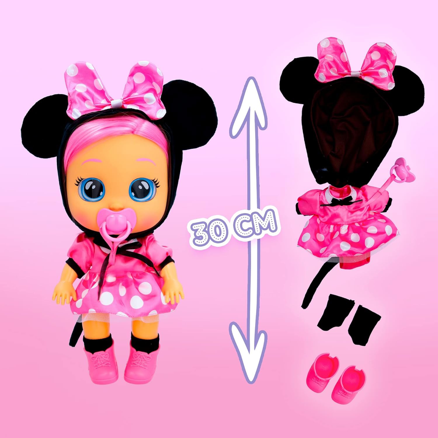 IMC TOYS - Cry Babies Dressy Minnie - Bambola Interattiva che Piange Lacrime Vere