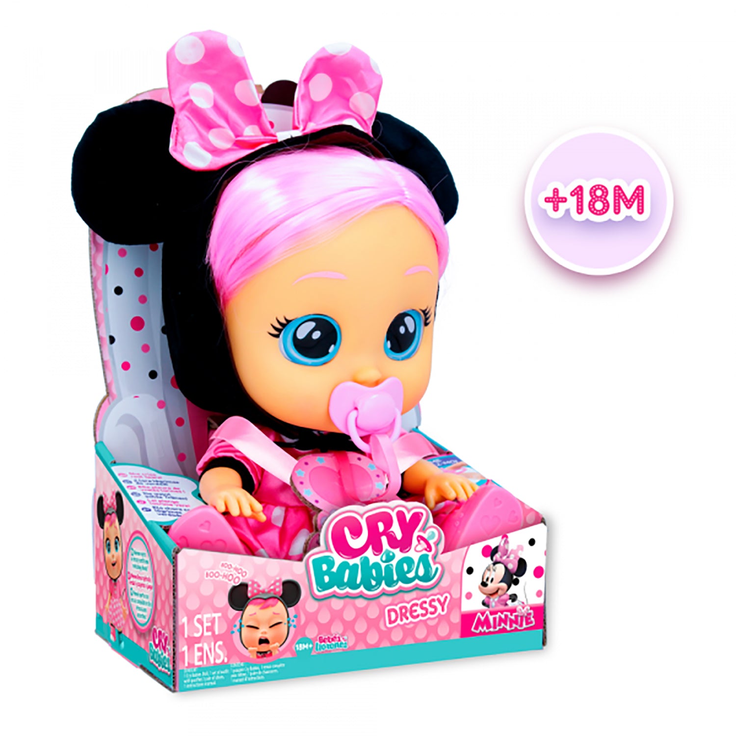 IMC TOYS - Cry Babies Dressy Minnie - Bambola Interattiva che Piange Lacrime Vere