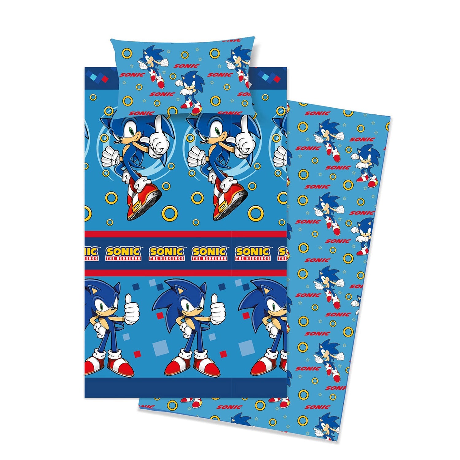 VYAPARA GROUP - Completo Letto 1 Piazza Sonic the Hedgehog in cotone 150x280 cm