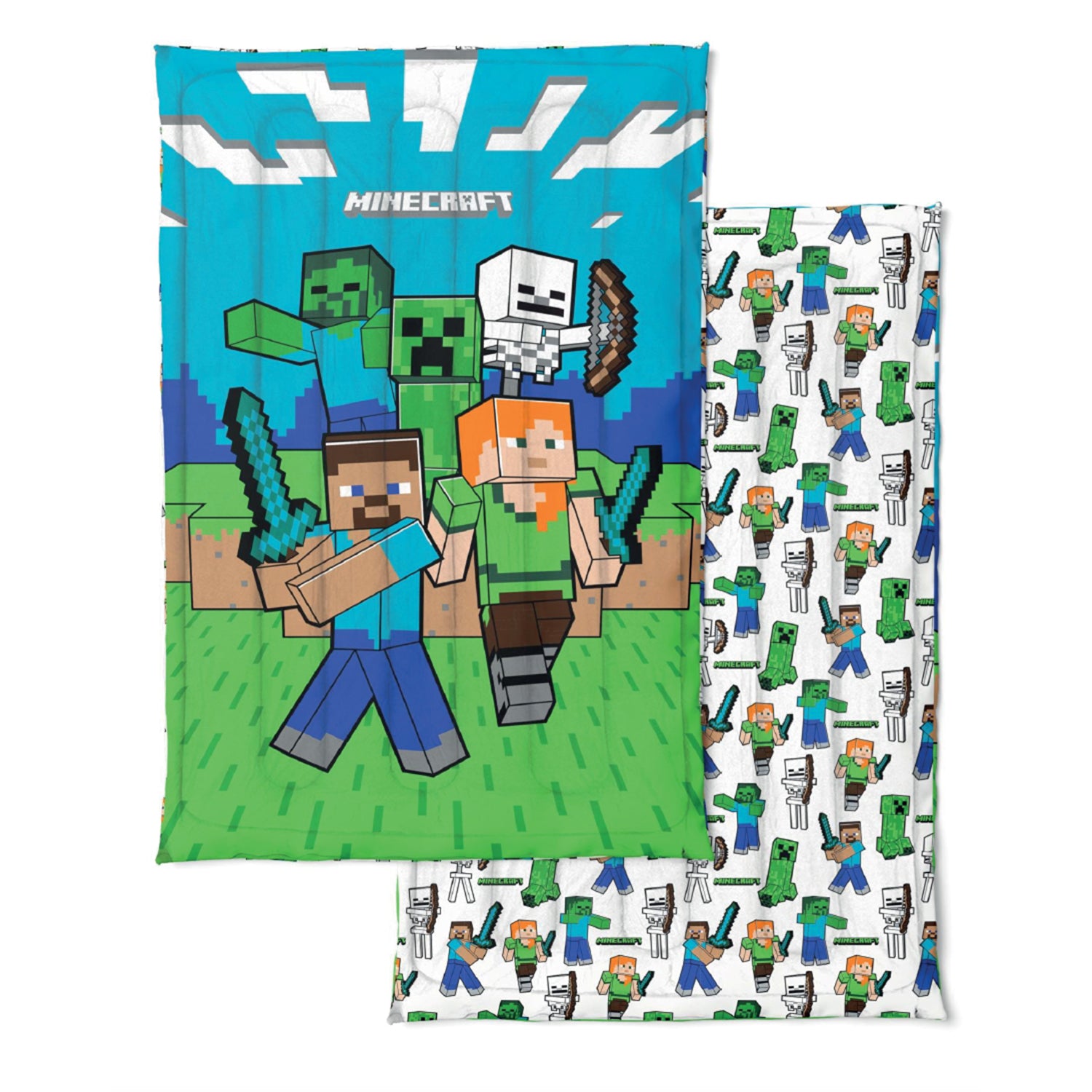 YUMA - Trapunta Copriletto singolo Minecraft 160x260 cm