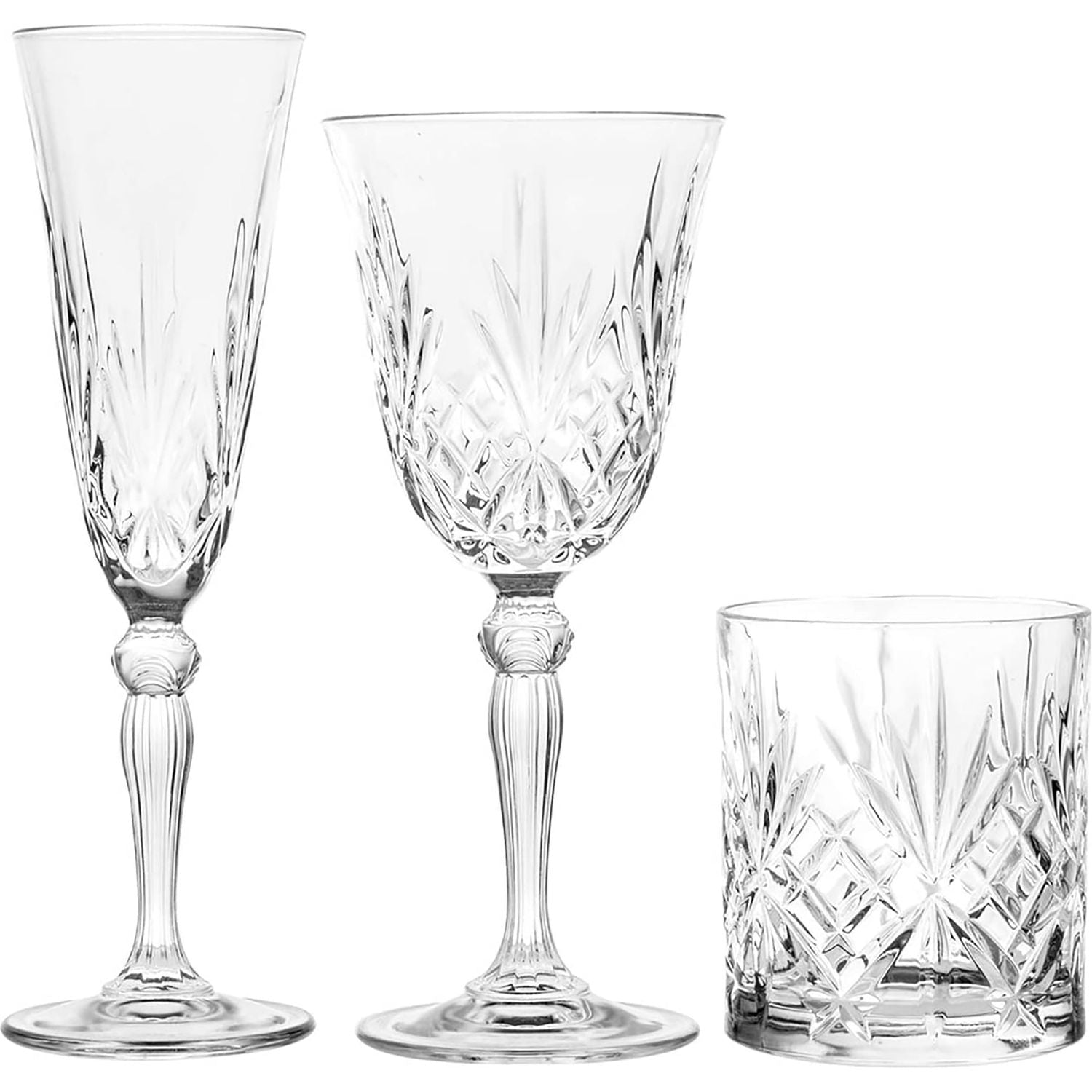 RCR CRISTALLERIA ITALIANA - Set Tavola 18 pezzi in vetro Melodia - Bicchieri e Calici