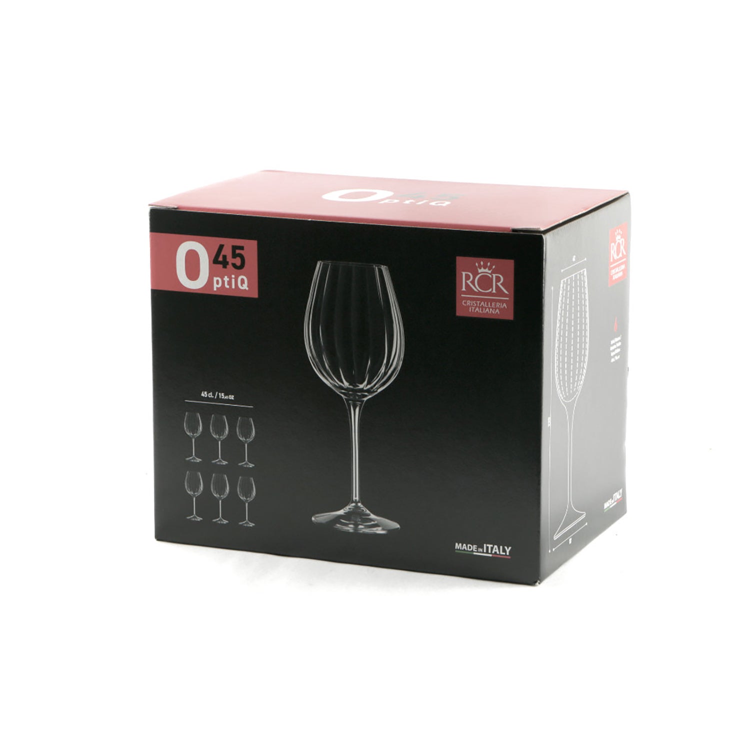 RCR CRISTALLERIA ITALIANA - Calici Dof Optiq in vetro 65 cl - set 6 pezzi