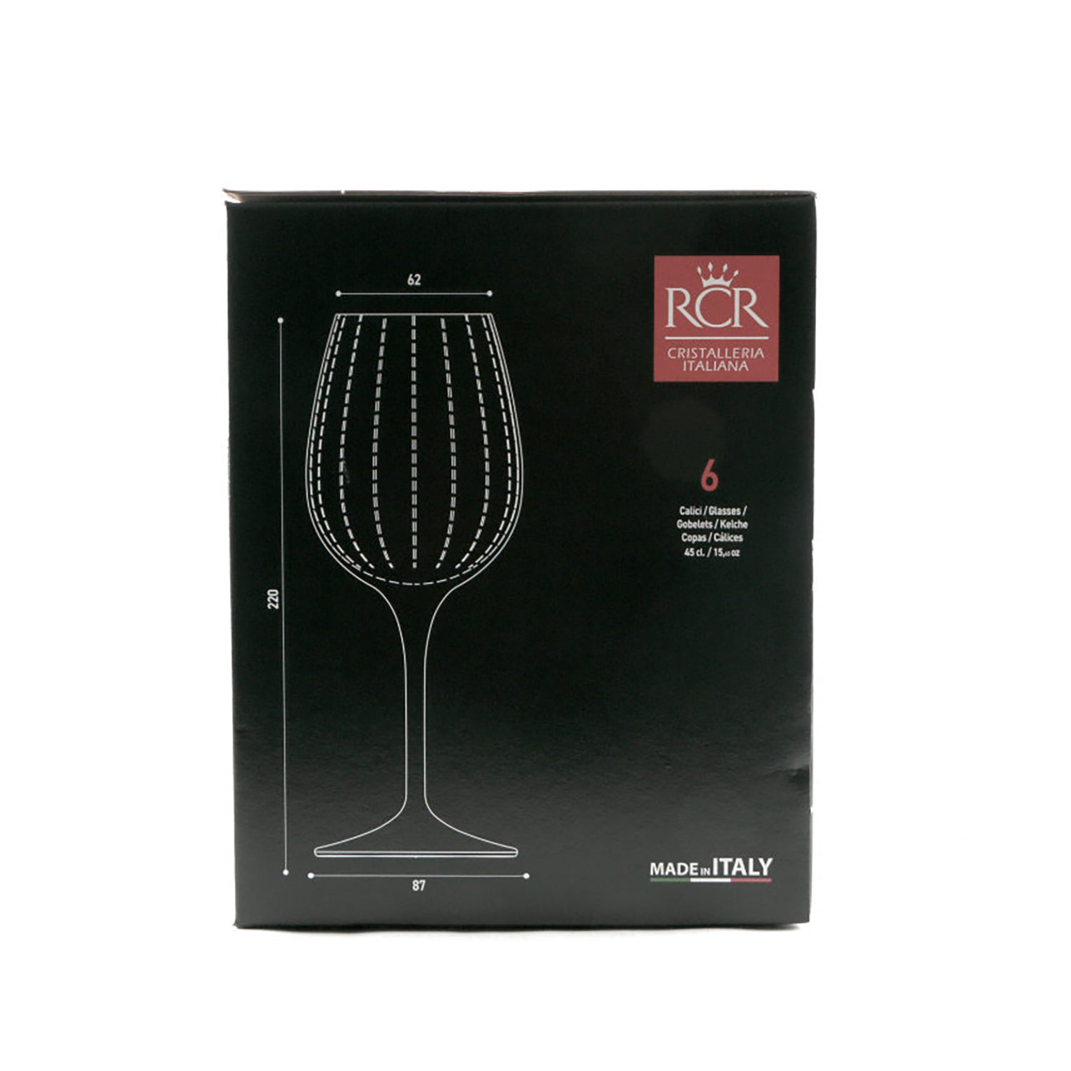 RCR CRISTALLERIA ITALIANA - Calici Dof Optiq in vetro 65 cl - set 6 pezzi