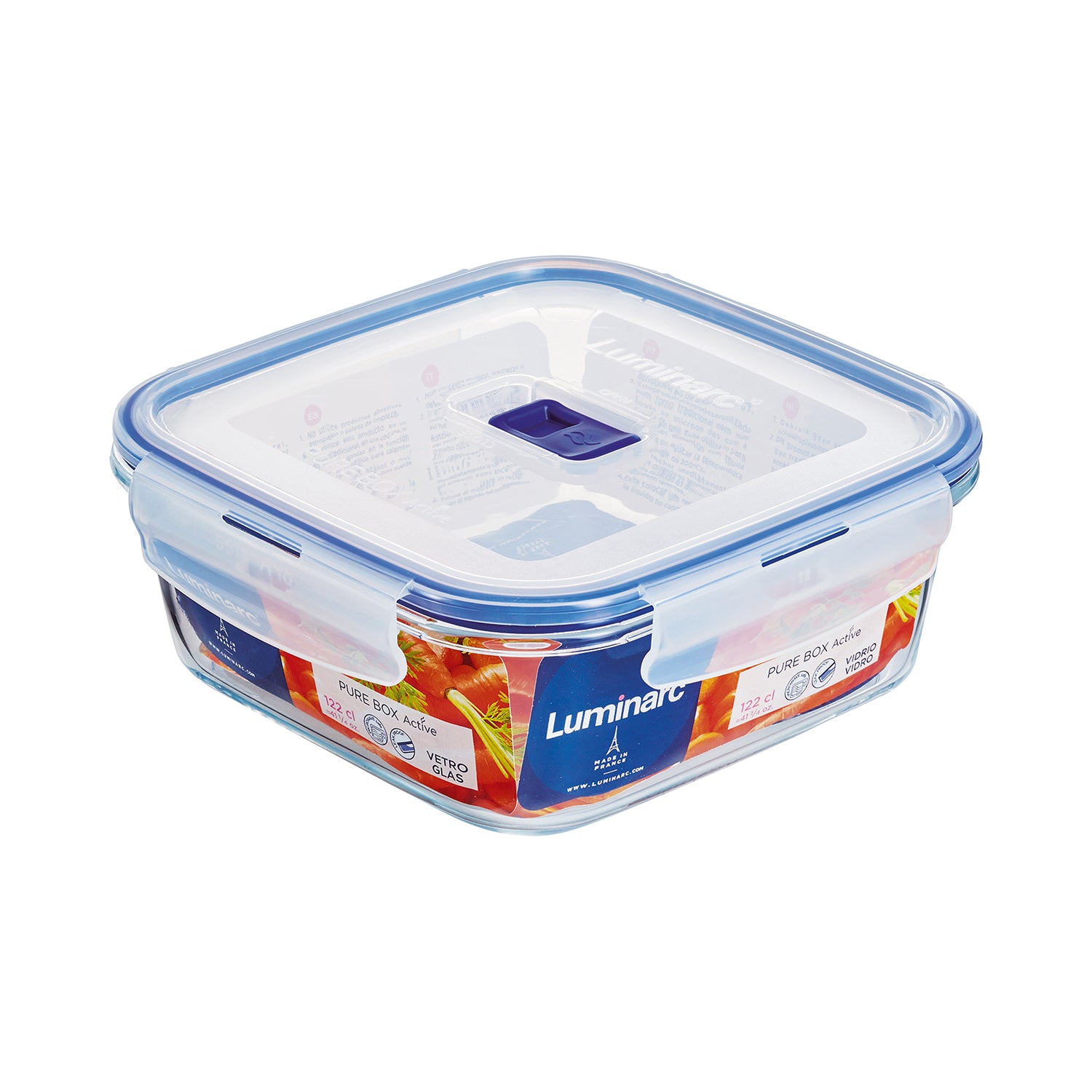 LUMINARC - Contenitore Ermetico Quadrato Pure Box Active 122 cl