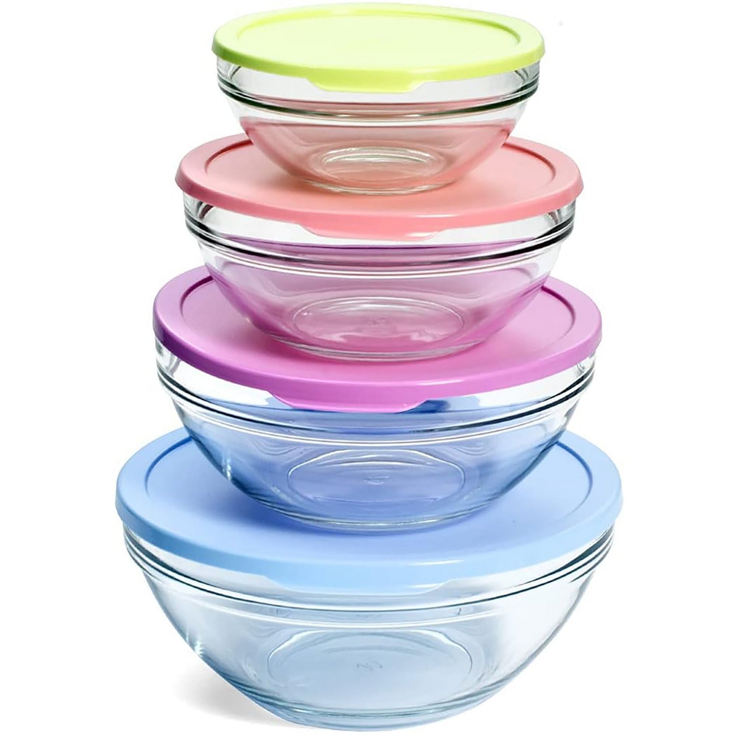 PASABAHCE - Contenitori in vetro con coperchio colorato - set 4 pezzi