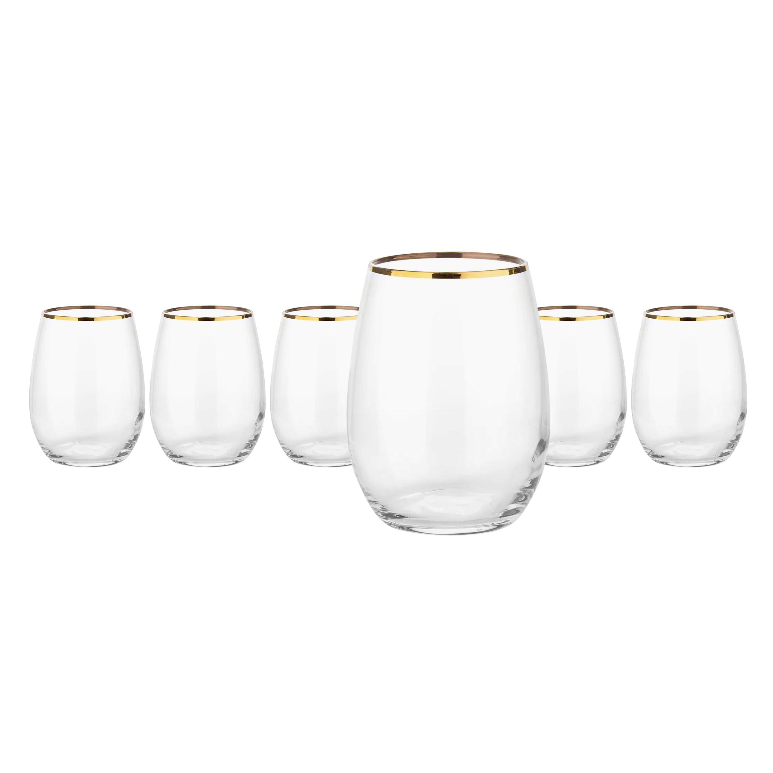 PASABAHCE - Bicchieri in Vetro Golden Touch Amber con Bordo Oro 35 cl - set 6 pezzi