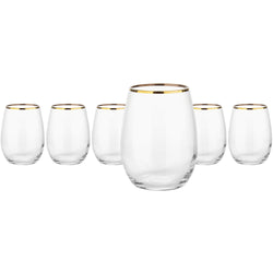 PASABAHCE - Bicchieri in vetro Amber Golden bordo oro 35 cl - set 6 pezzi
