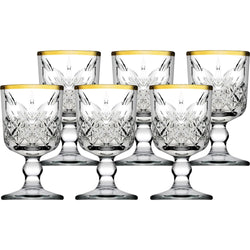 PASABAHCE - Calici da liquore in vetro Timeless Golden Touch bordo oro 6 cl - set 6 pezzi