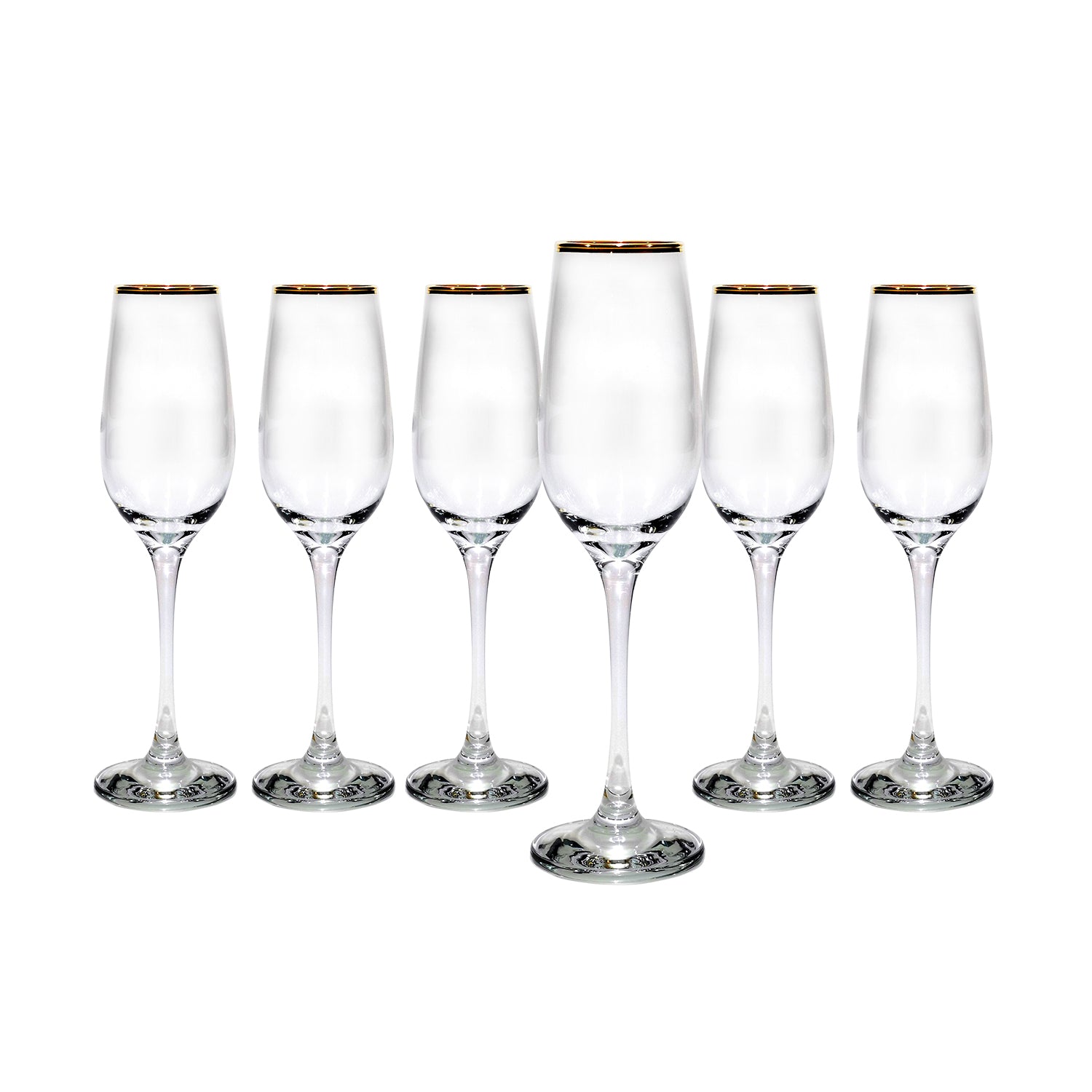 PASABAHCE - Calici Flute in Vetro Golden Touch Amber con Bordo Oro 20 cl - set 6 pezzi
