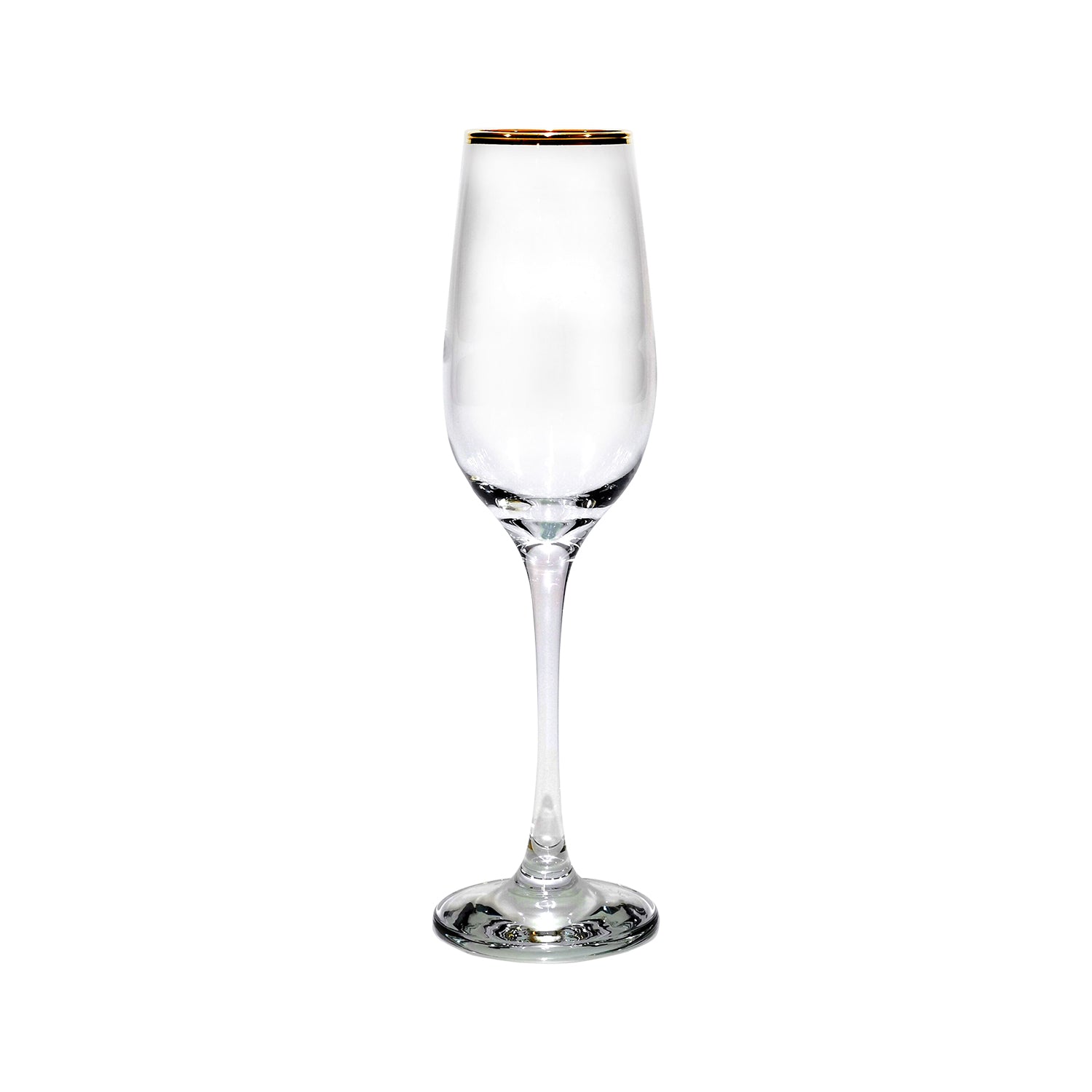 PASABAHCE - Calici Flute in Vetro Golden Touch Amber con Bordo Oro 20 cl - set 6 pezzi