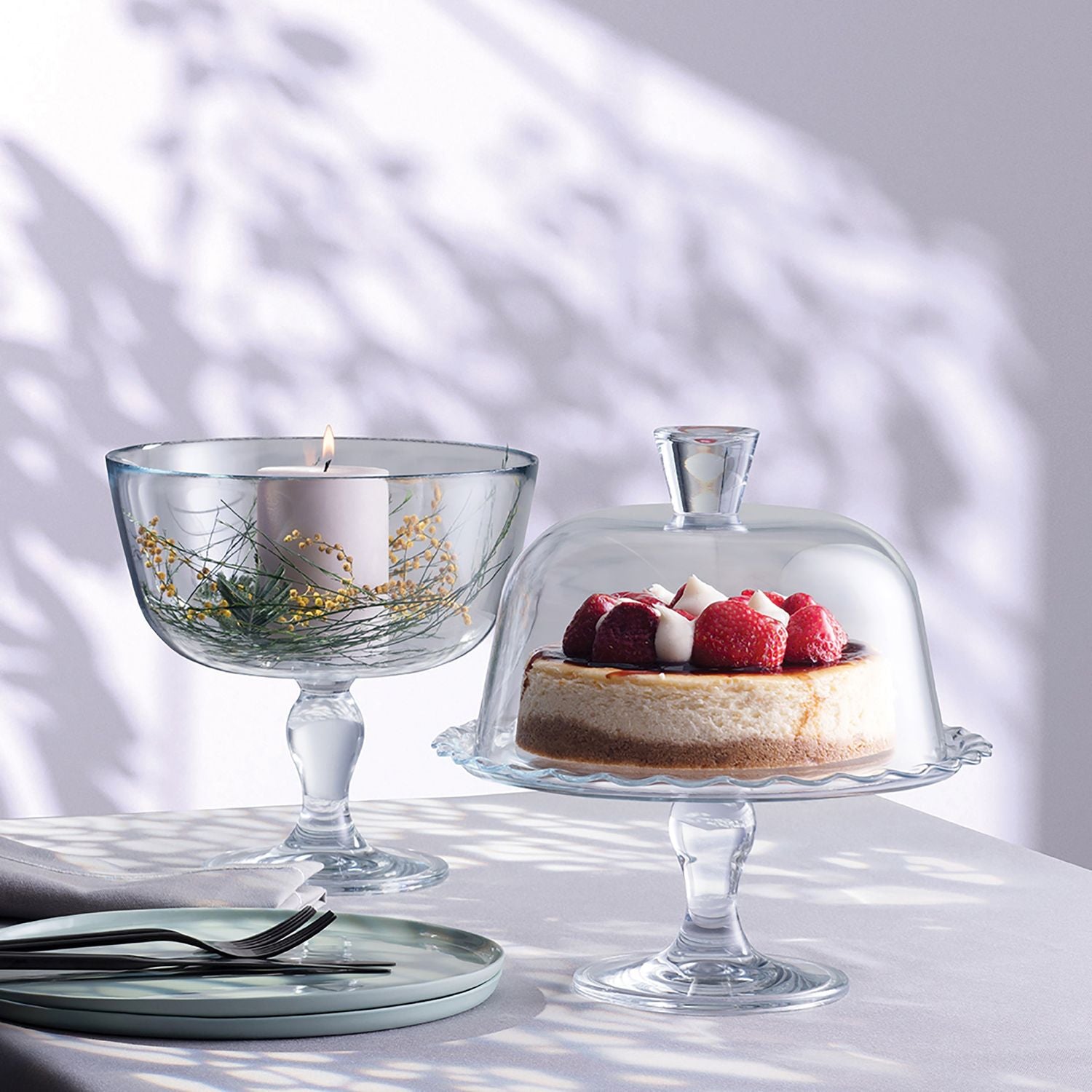 PASABAHCE - Alzata Porta Torta Trasparente in Vetro Linea Patisserie - h22,2 cm x ø22,4 cm