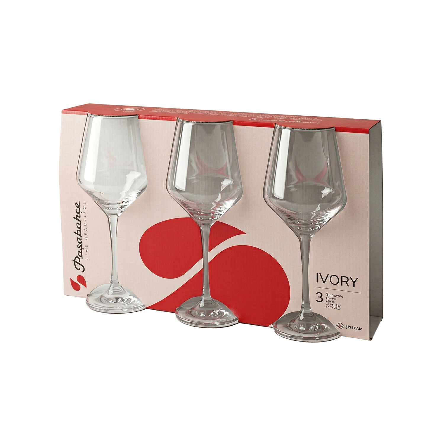 PASABAHCE - Calici Vino in vetro Ivory 49 cl - set 3 pezzi
