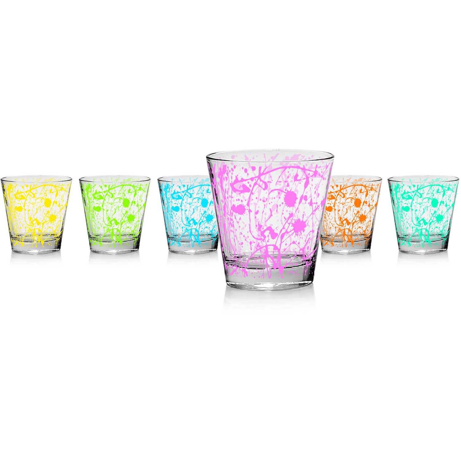 CERVE - Bicchieri in vetro multicolor Doodle 25 cl - set 6 pezzi