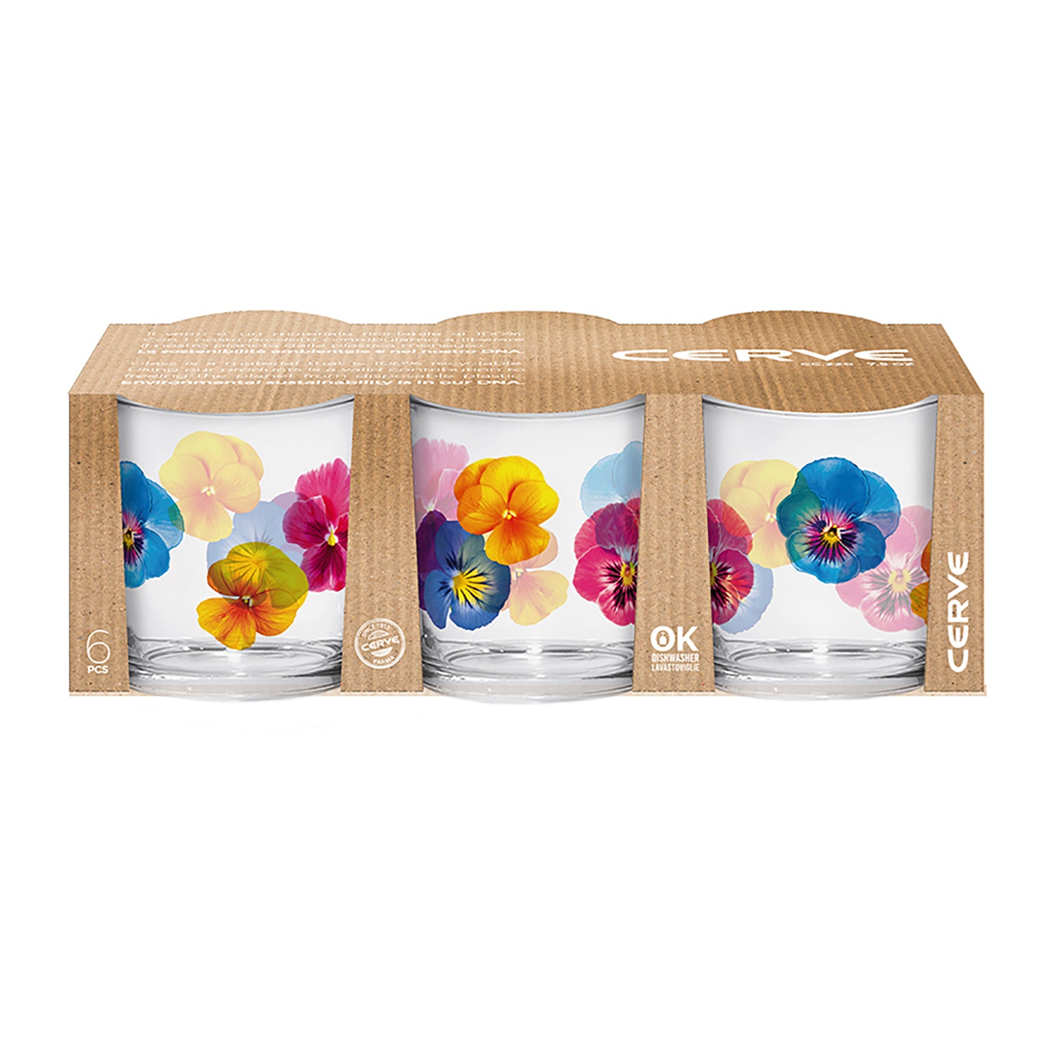CERVE - Bicchieri acqua Linea Nadia Pop Flower 22 cl - set 6 pezzi