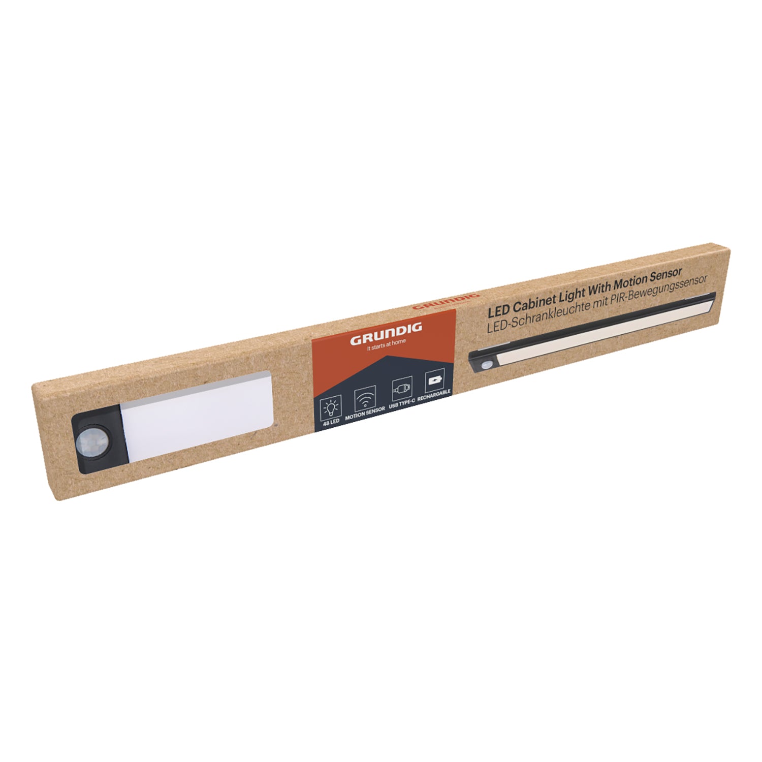 GRUNDIG - Barra LED per Armadio con Sensore di Movimento Ricaricabile