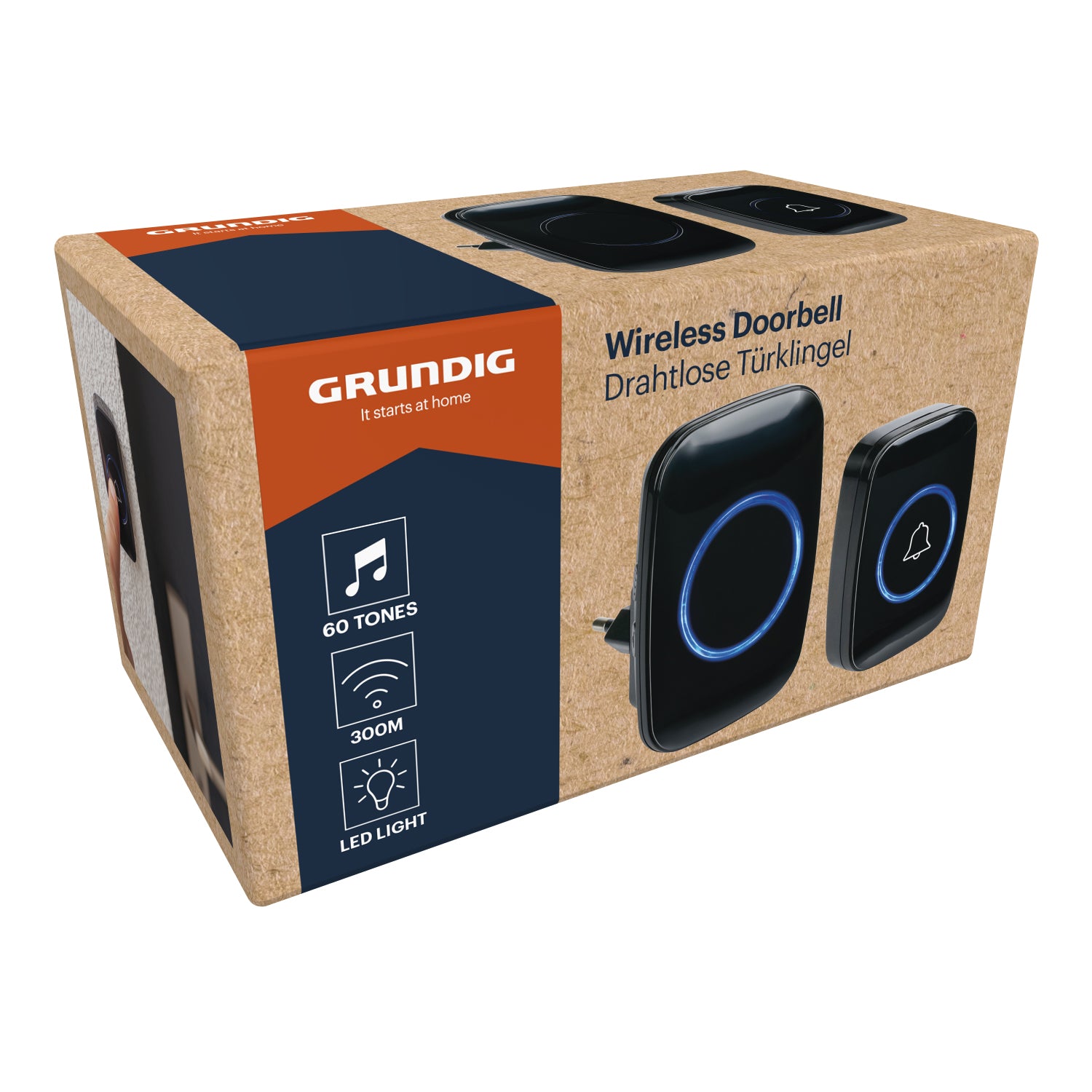 GRUNDIG - Campanello Wireless Senza Fili LED con 60 Suonerie