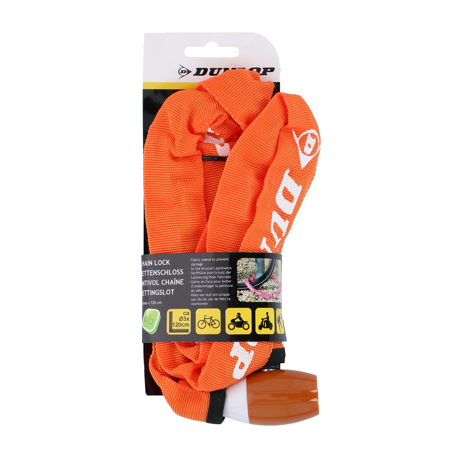 DUNLOP - Catena Antifurto per Bicicletta con Lucchetto e Chiavi Lunghezza 120 cm