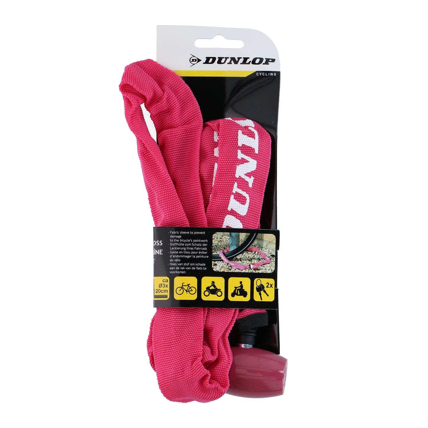 DUNLOP - Catena Antifurto per Bicicletta con Lucchetto e Chiavi Lunghezza 120 cm