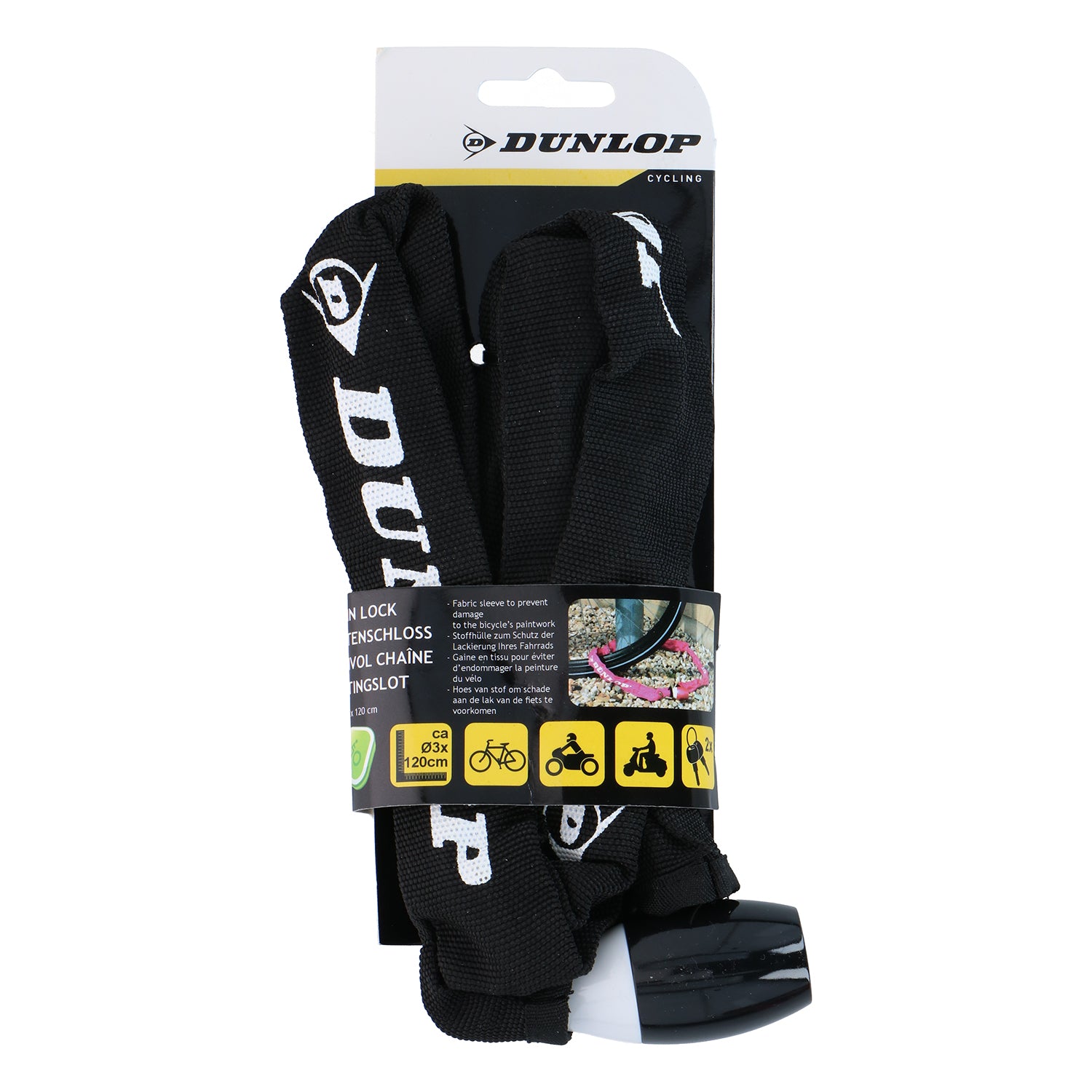 DUNLOP - Catena Antifurto per Bicicletta con Lucchetto e Chiavi Lunghezza 120 cm