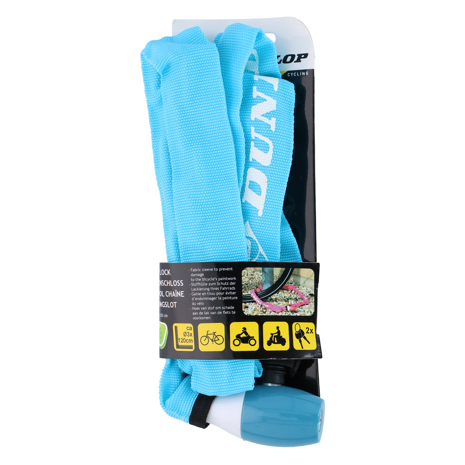 DUNLOP - Catena Antifurto per Bicicletta con Lucchetto e Chiavi Lunghezza 120 cm