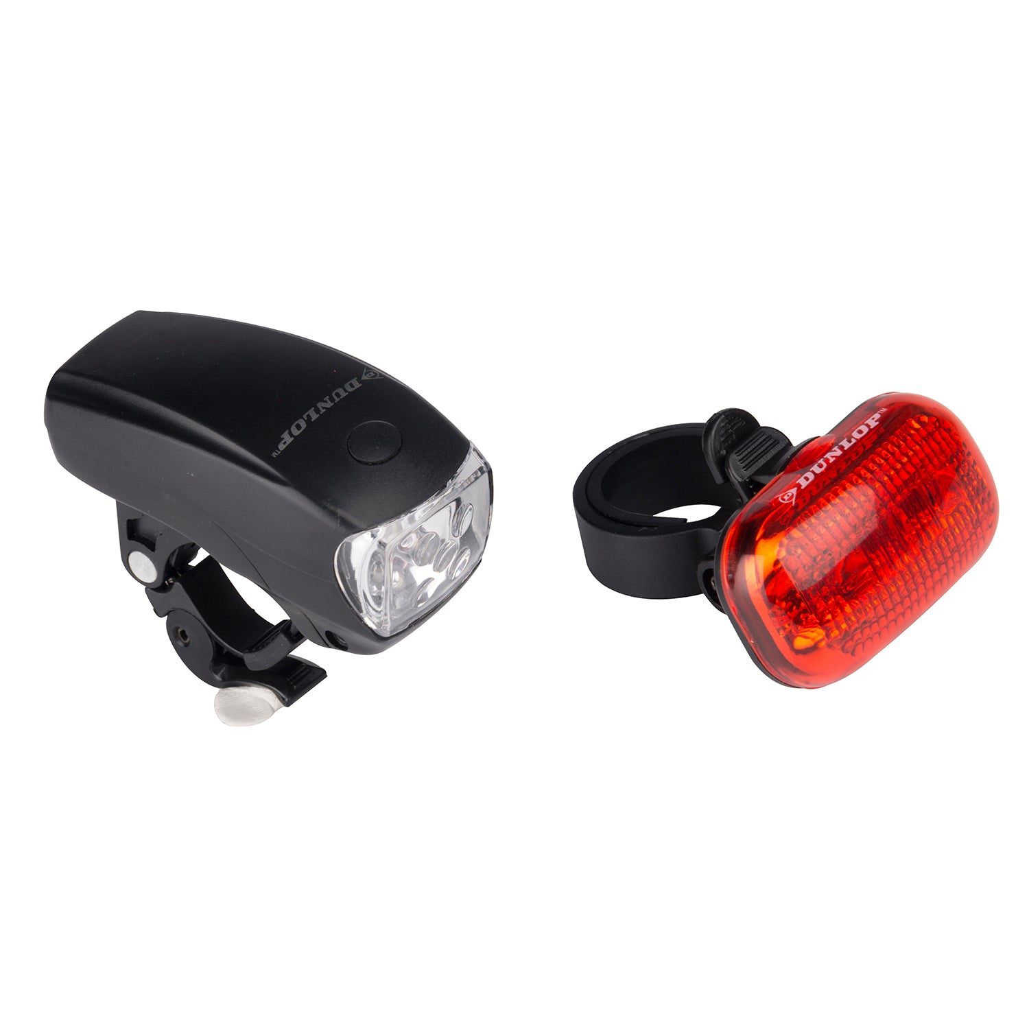 DUNLOP - Set Luci LED per Bicicletta 2 Pezzi - Luce Anteriore Bianca + Posteriore Rossa