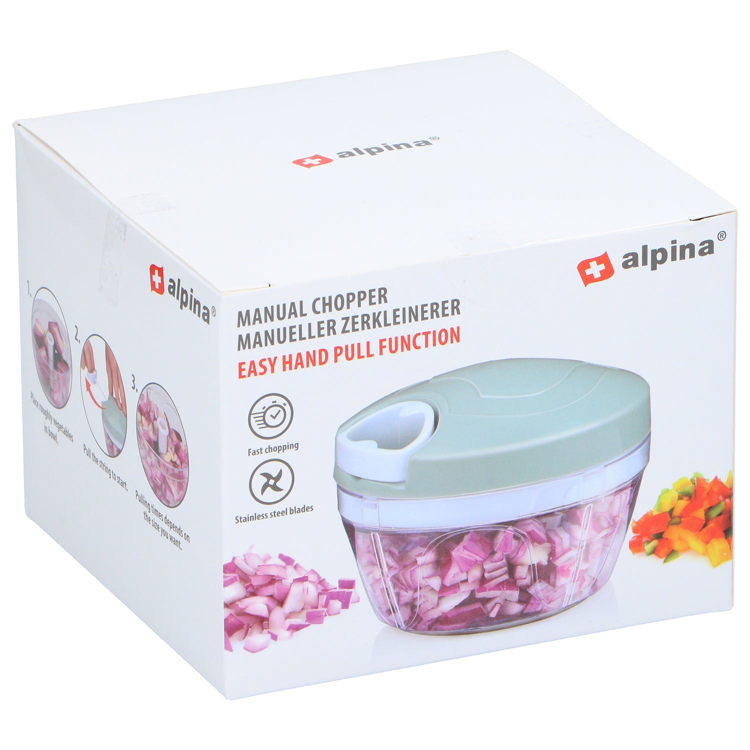 ALPINA - Tritatutto Manuale a Corda Multiuso con Lame in Acciaio - h9,5 cm diametro 12,5 cm