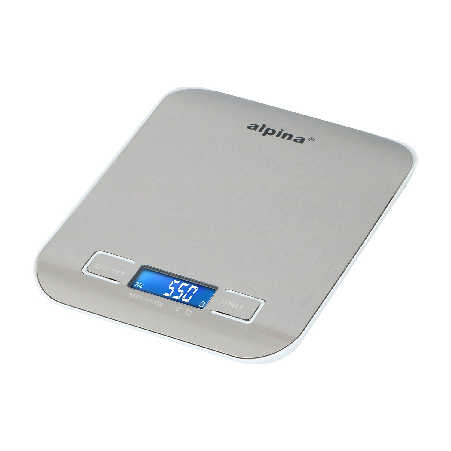 ALPINA - Bilancia Digitale da Cucina in Acciaio Inox 5 Kg