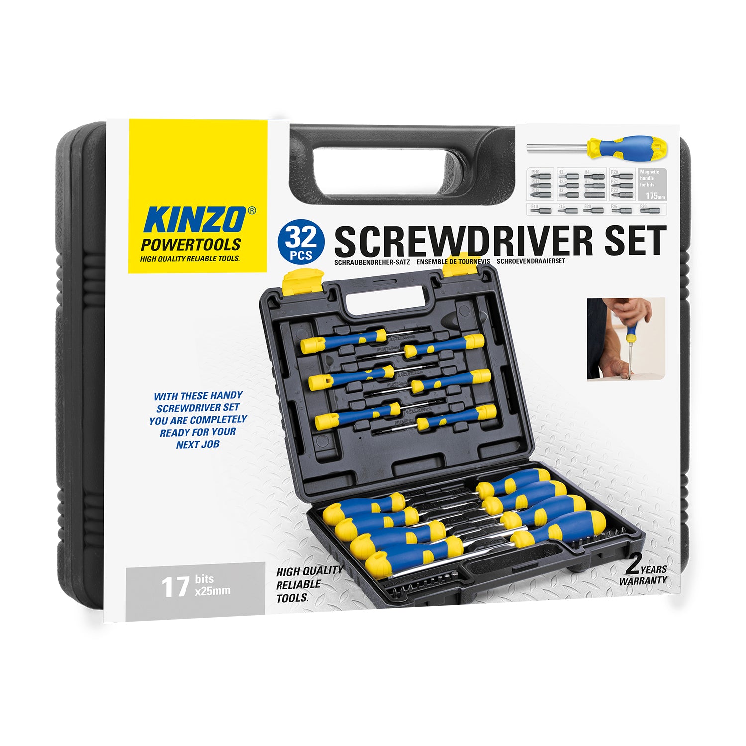 KINZO - Set Cacciaviti Powertools 32 Pezzi
