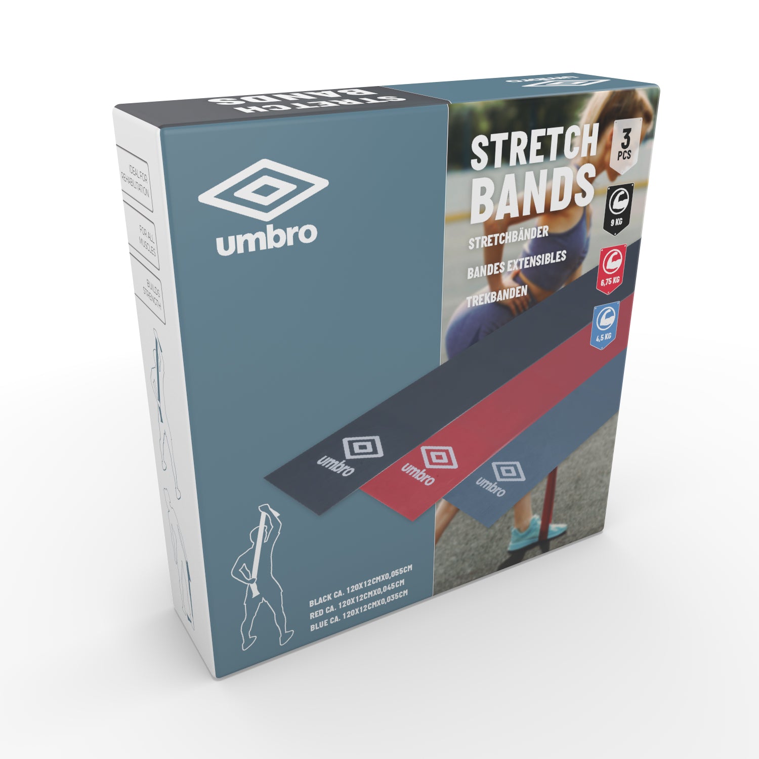 UMBRO - Set 3 Fasce Elastiche Fitness Stretch Bands