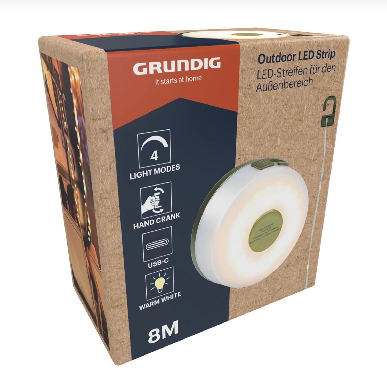 GRUNDIG - Striscia LED Outdoor 8 Metri Ricaricabile USB-C