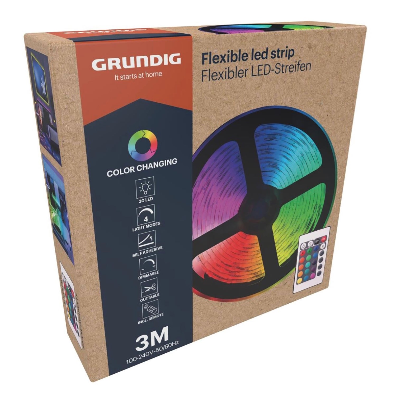 GRUNDIG - Striscia LED RGB 3 Metri con Telecomando