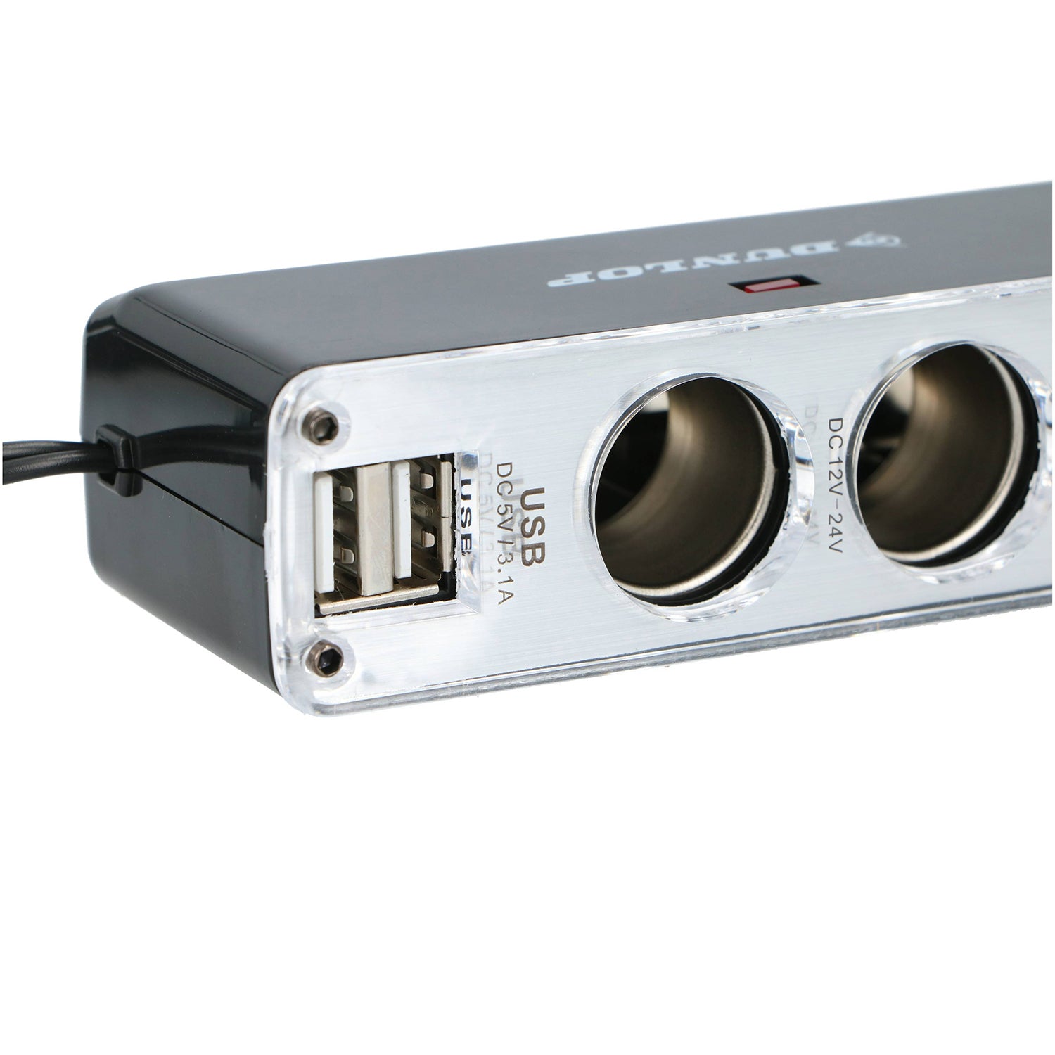 DUNLOP - Caricatore USB Auto 12/24V 3,1A con Presa Tripla