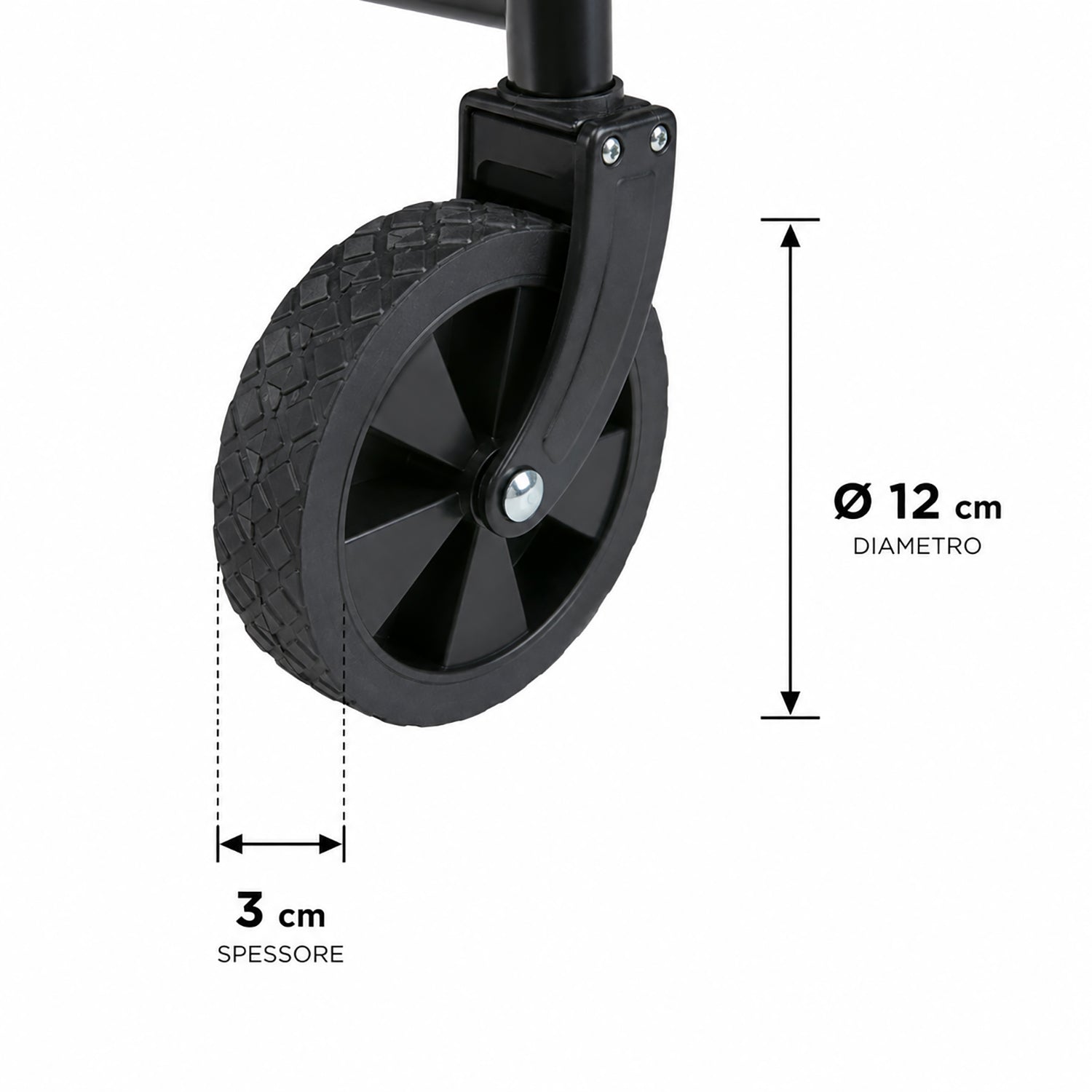 CAMP ACTIVE - Carrello Pieghevole Utility Nero Capacità max 50 kg - h97x84x40 cm