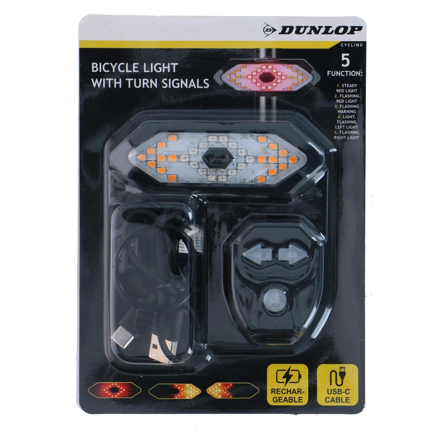 DUNLOP - Luce Posteriore Bici con Freccia e Faro LED