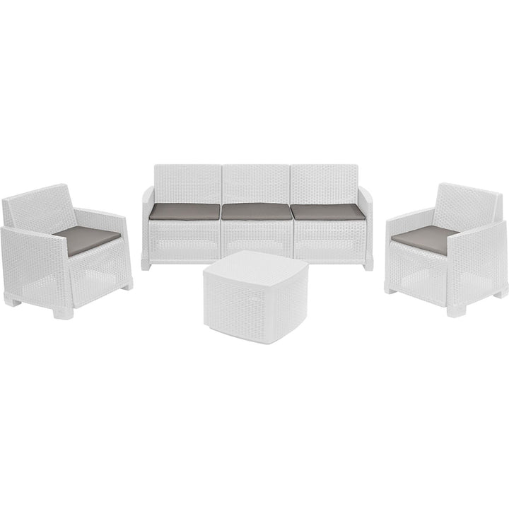 PROGARDEN - Set da giardino Garda Bianco Linea Rattan