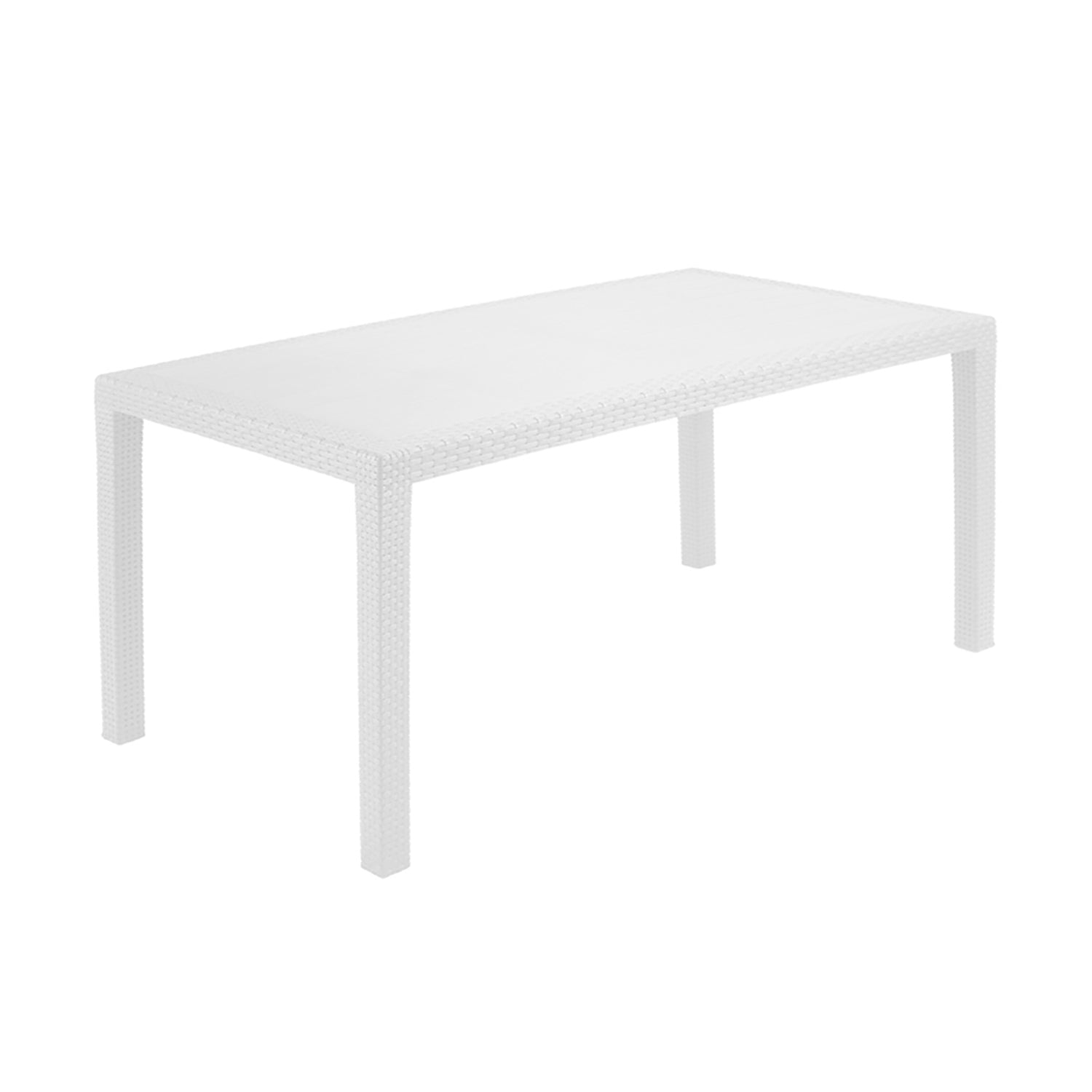 PROGARDEN - Tavolo da giardino Rettangolare Joker Bianco Linea Rattan - h72x138x78 cm