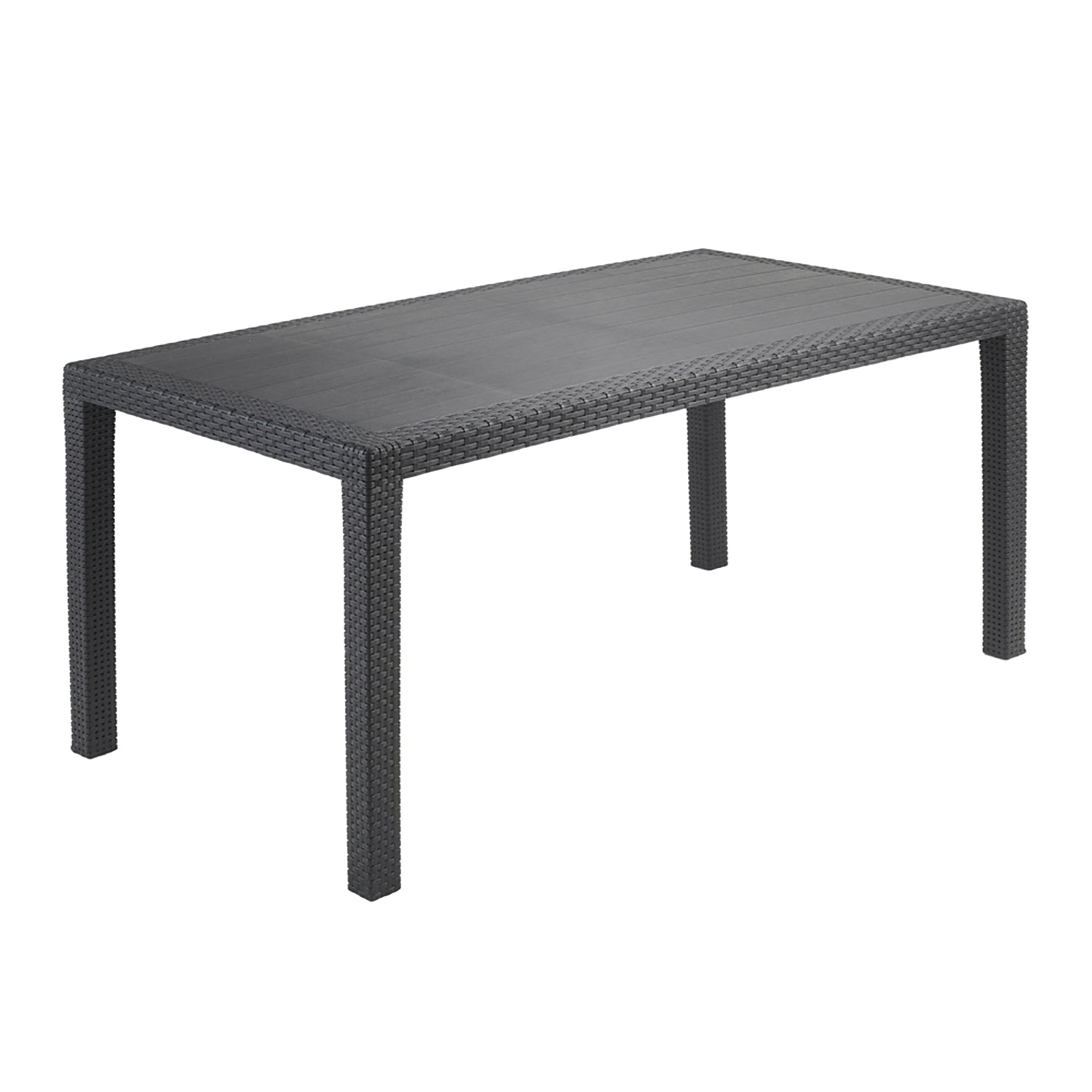 PROGARDEN - Tavolo da giardino Rettangolare Joker Antracite Linea Rattan - h72x138x78 cm
