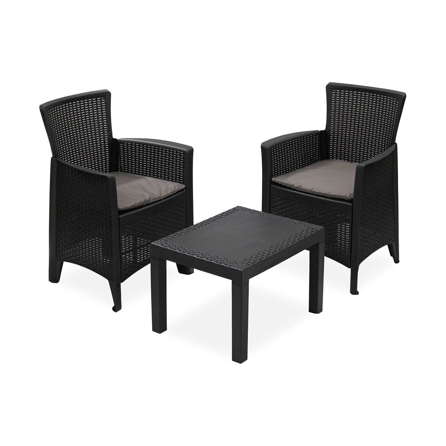 PROGARDEN - Set da giardino Forest 3 Pezzi Antracite Linea Rattan