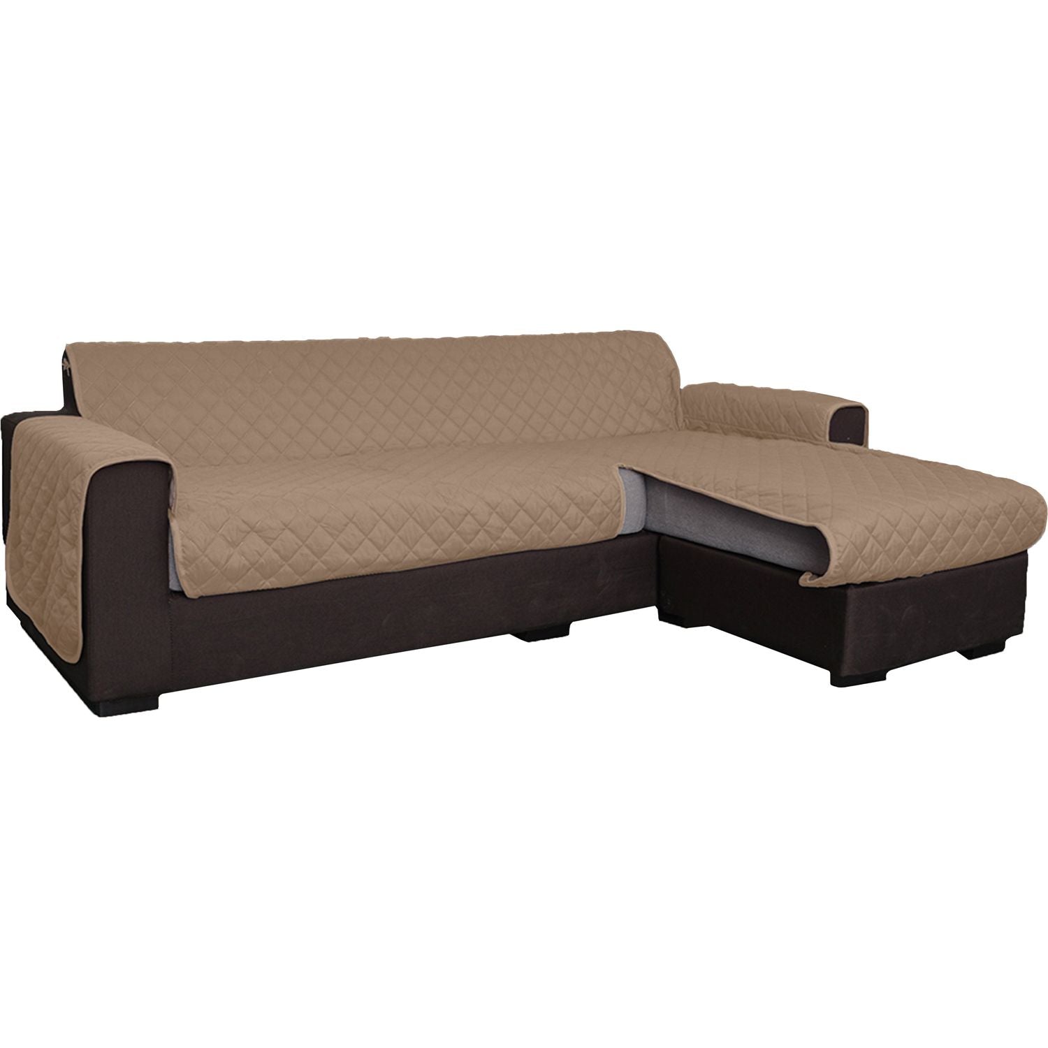 FRATELLI ZAMBETTI - Copridivano con penisola Simple Tortora 3 posti