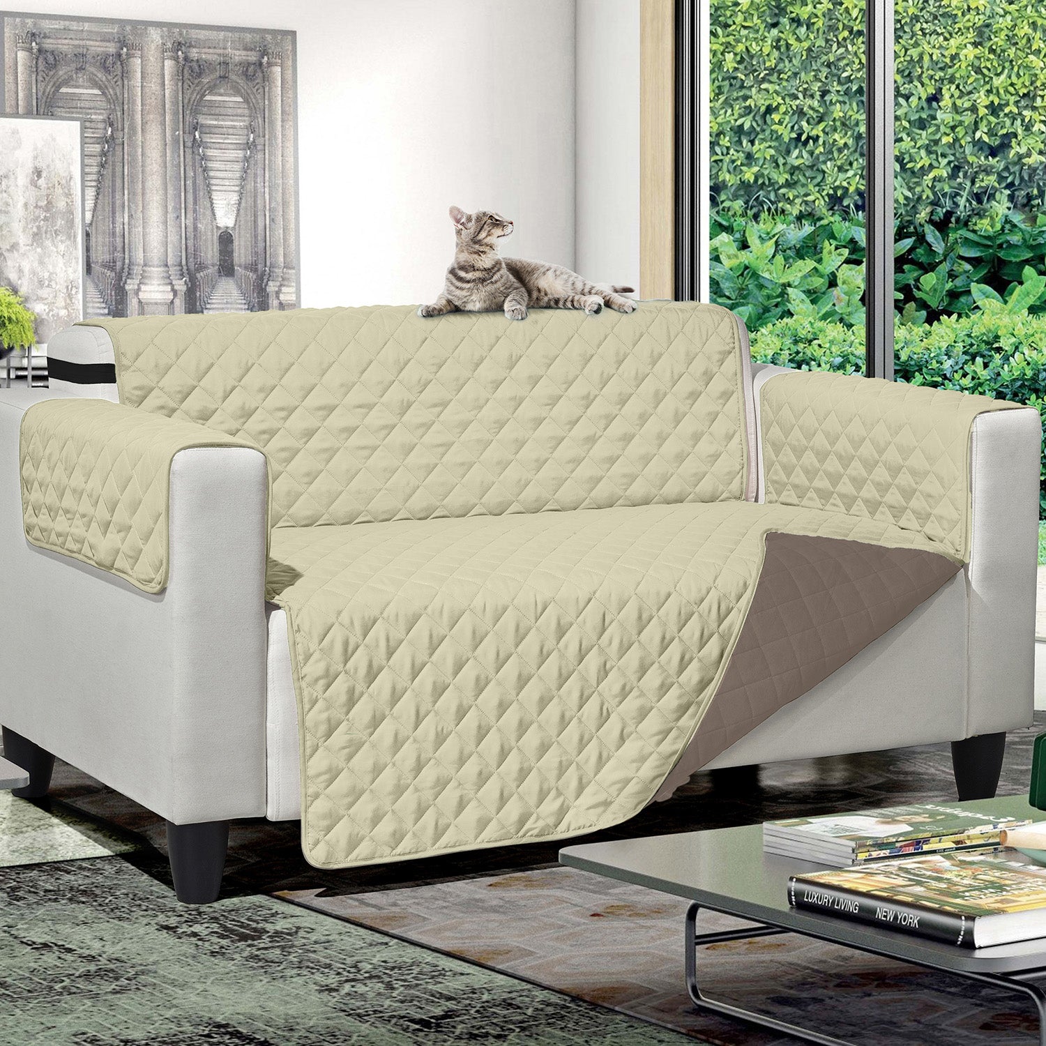 FRATELLI ZAMBETTI - Copripoltrona Princess & Prince Bicolor Panna e Tortora 165x180 cm