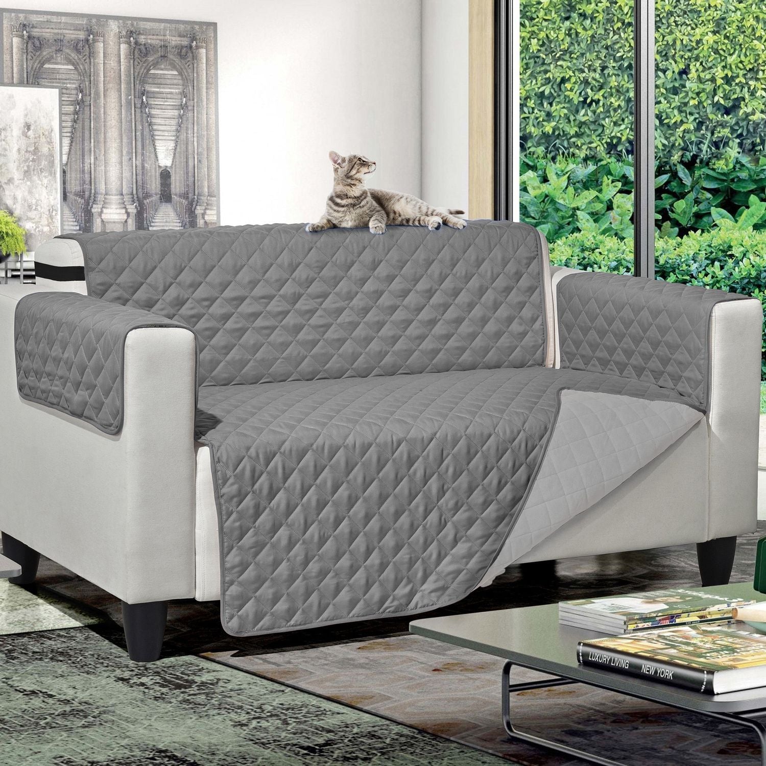 FRATELLI ZAMBETTI - Copridivano Princess & Prince Bicolor 3 posti Grigio Chiaro e Grigio Scuro 279x180 cm