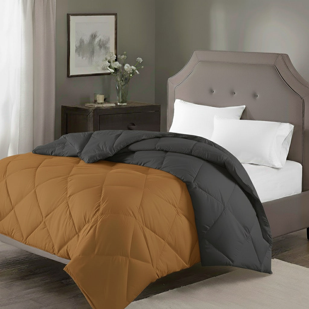 FRATELLI ZAMBETTI - Piumino Matrimoniale in microfibra Cape Horn bicolore Ocra/Titanio 200x250 cm