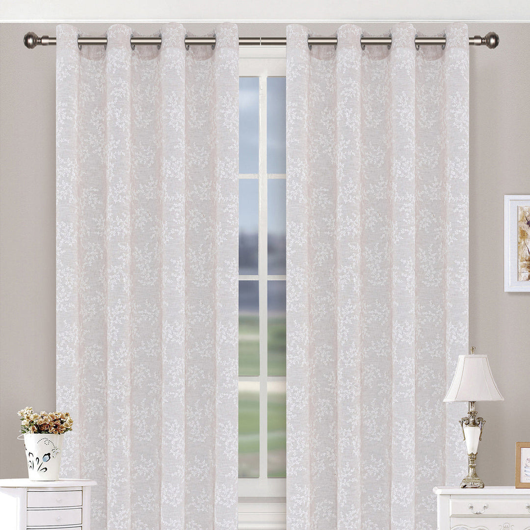 Loom and Mill Tende jacquard di lusso per camera da letto, tende damascate beige, 2 pannelli con fermatende, eleganti tende per finestra per soggiorno, vacanze, banchetti (132 x 274 cm, 2 pannelli