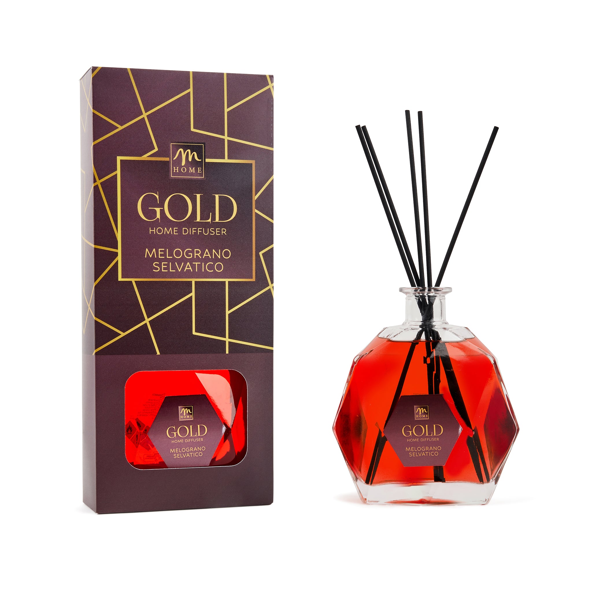 MERCURY - Diffusore di Fragranza Ambiente Gold Melograno Selvatico con Bastoncini 700 ml