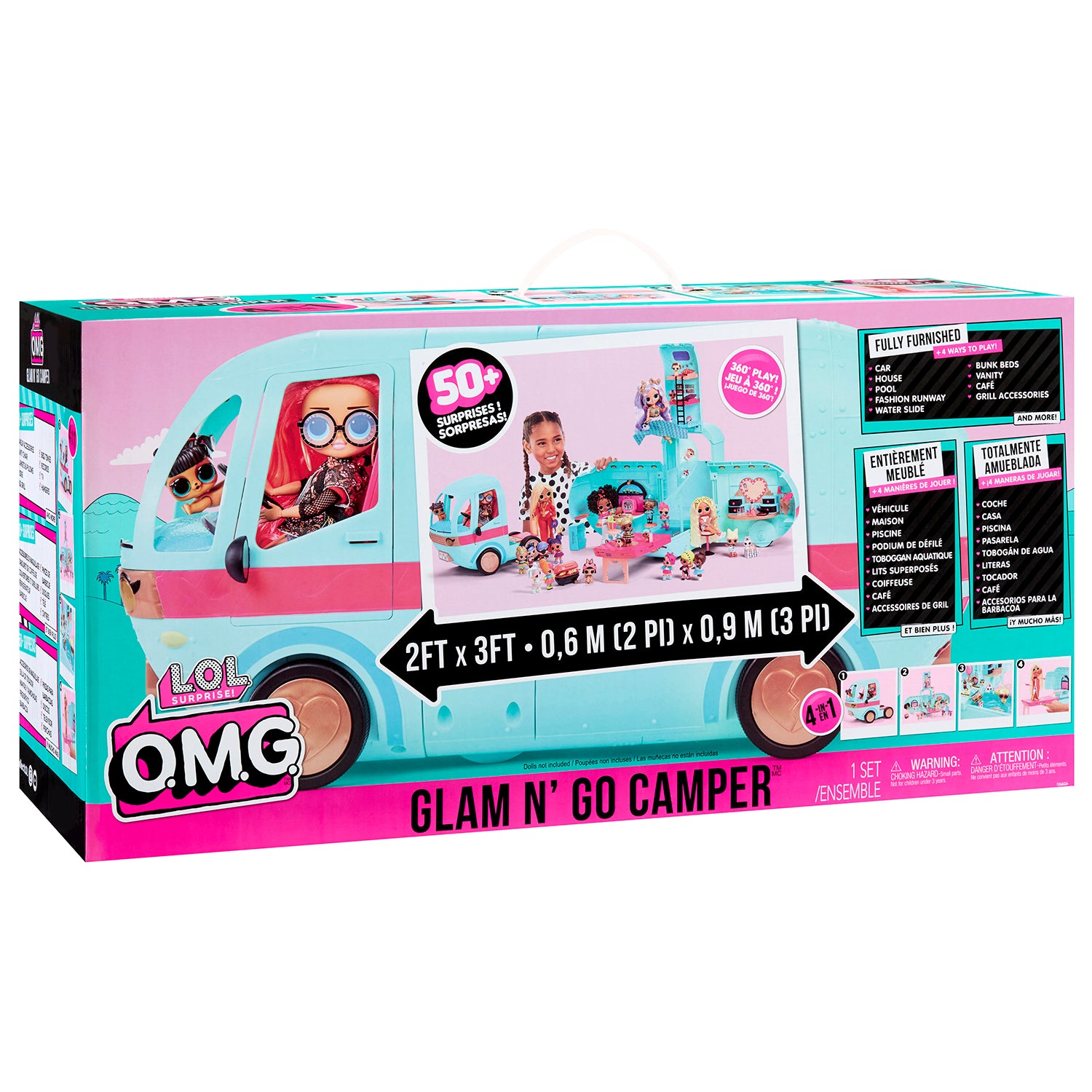 MGA ENTERTAINMENT - LOL Surprise Glam N' Go Camper - Playset 4in1 con 50+ Sorprese