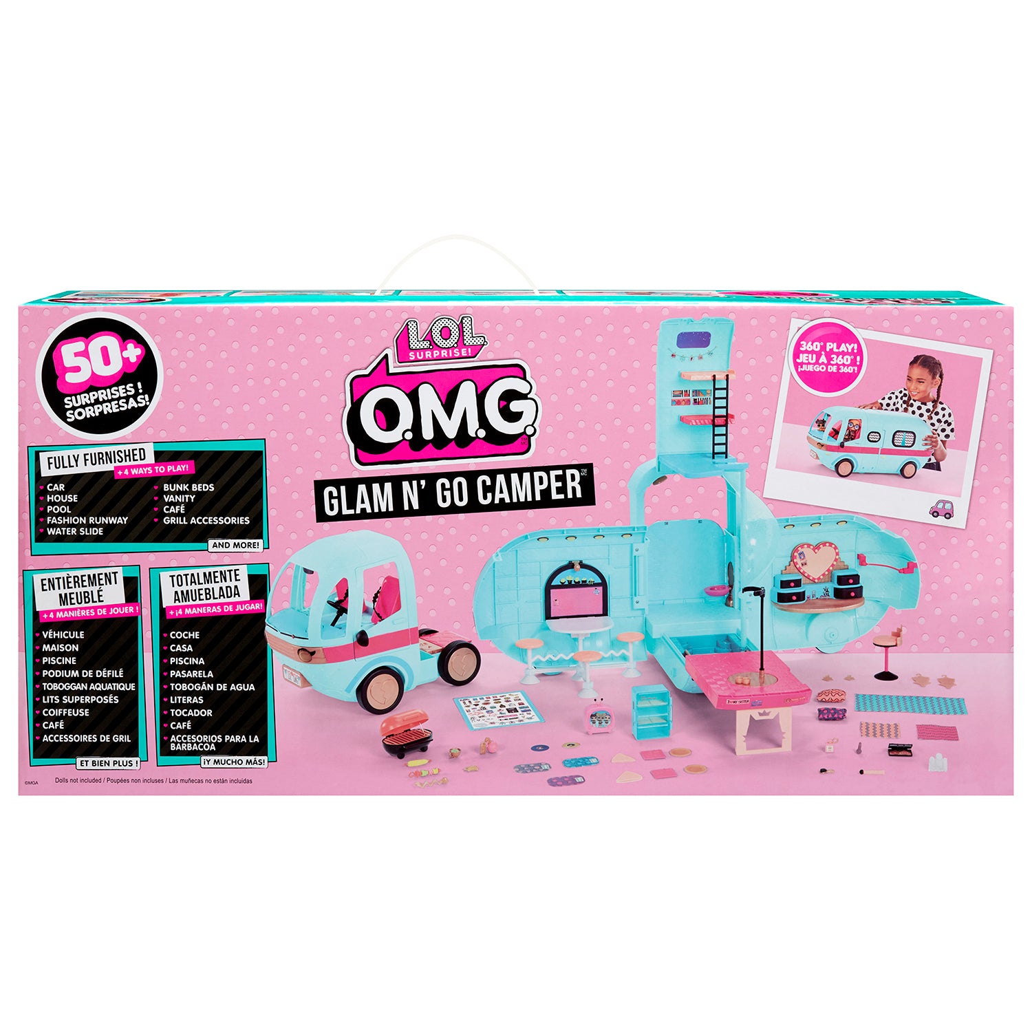 MGA ENTERTAINMENT - LOL Surprise Glam N' Go Camper - Playset 4in1 con 50+ Sorprese