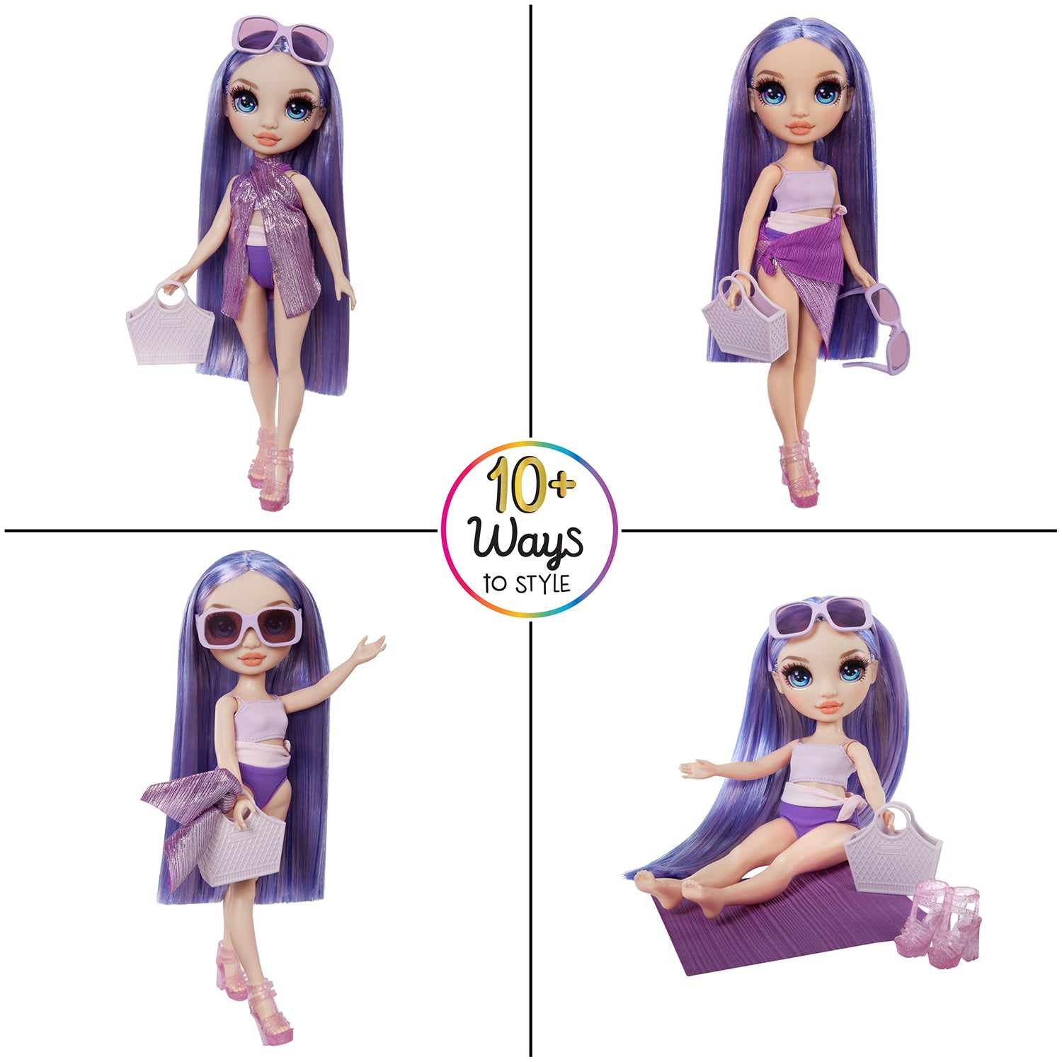 MGA ENTERTAINMENT - Rainbow High Swim & Style Fashion Doll con Pareo luccicante e Accessori