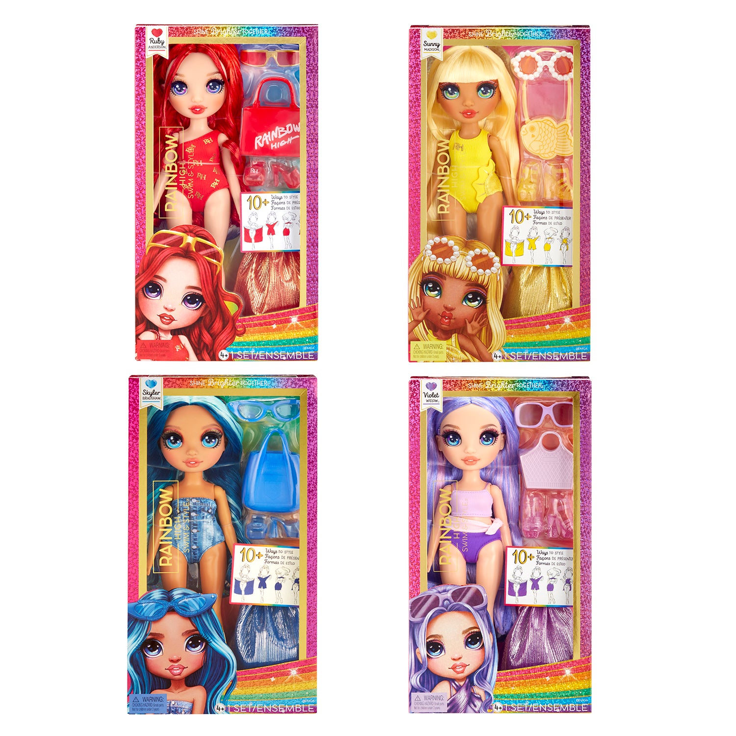 MGA ENTERTAINMENT - Rainbow High Swim & Style Fashion Doll con Pareo luccicante e Accessori
