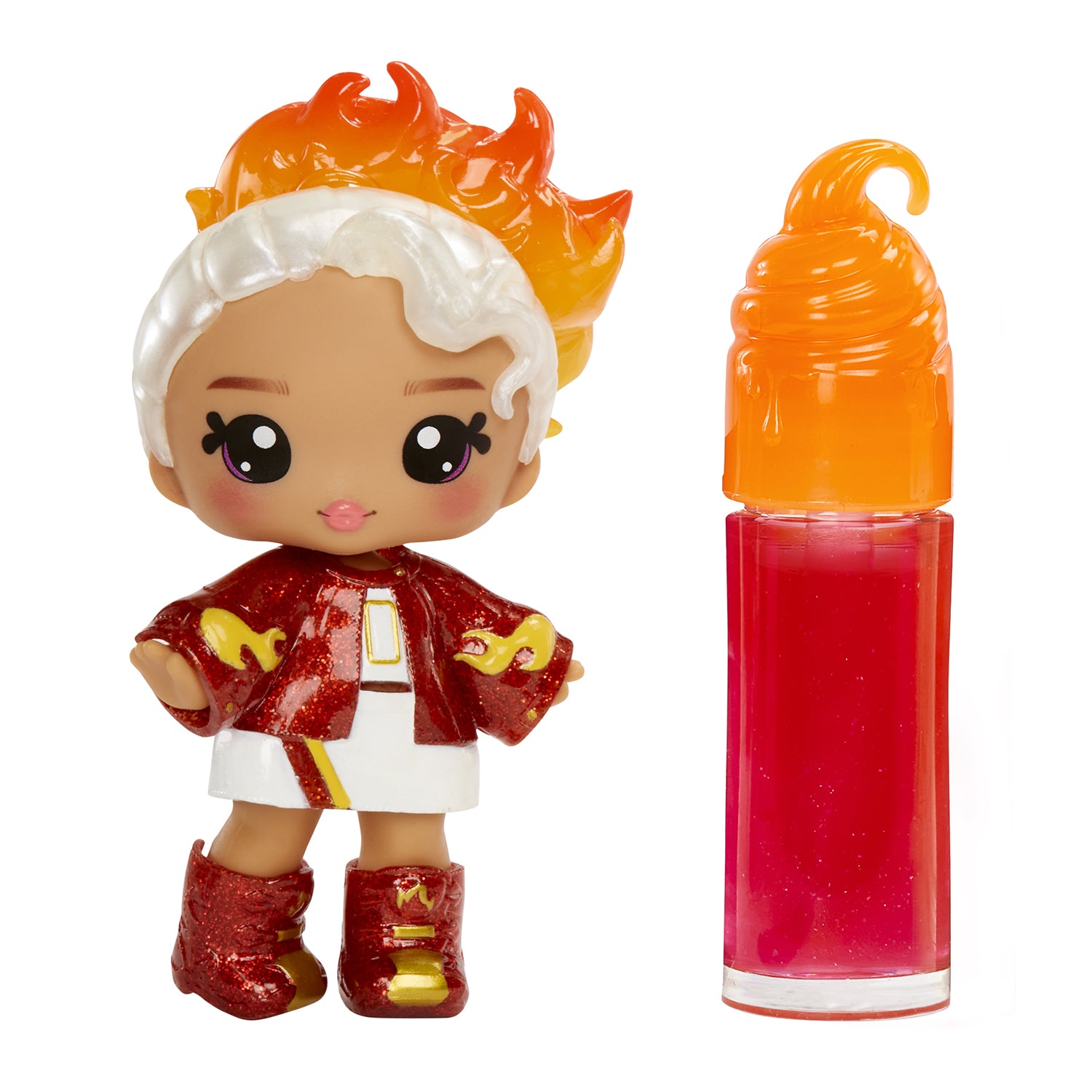 MGA ENTERTAINMENT - Yummiland Lip Gloss Doll Amber Cinnamon Serie 2 con Kit Crea Lucidalabbra 4+ Anni
